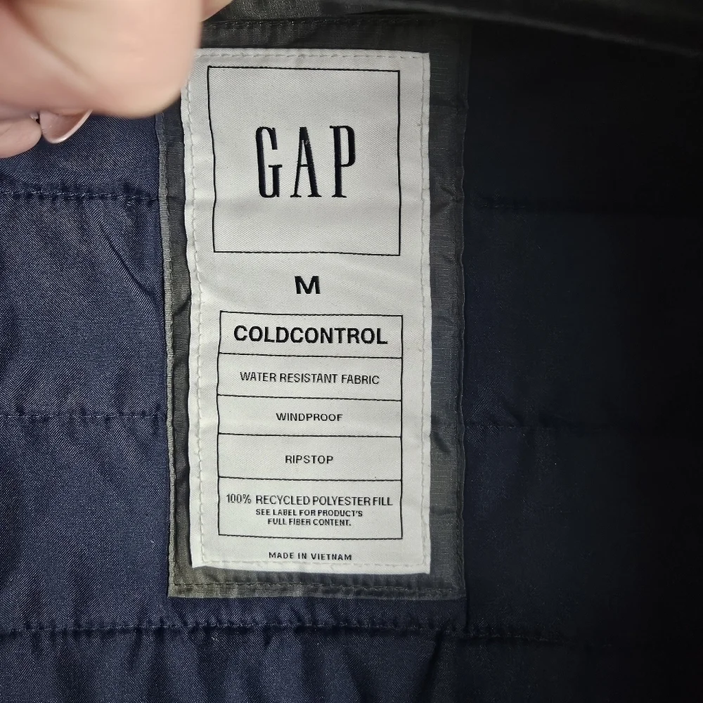 GAP Men's Medium ColdControl Lightweight Puffer Jacket Water Resist GREEN CAMO